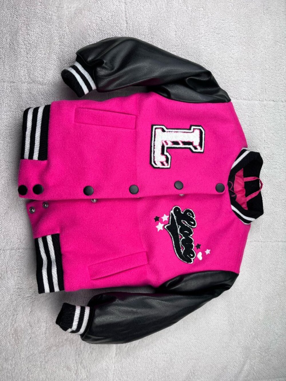 Chillipop Pink & Black Varsity Jacket Girls Size 2T